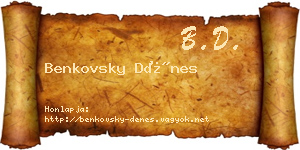 Benkovsky Dénes névjegykártya
